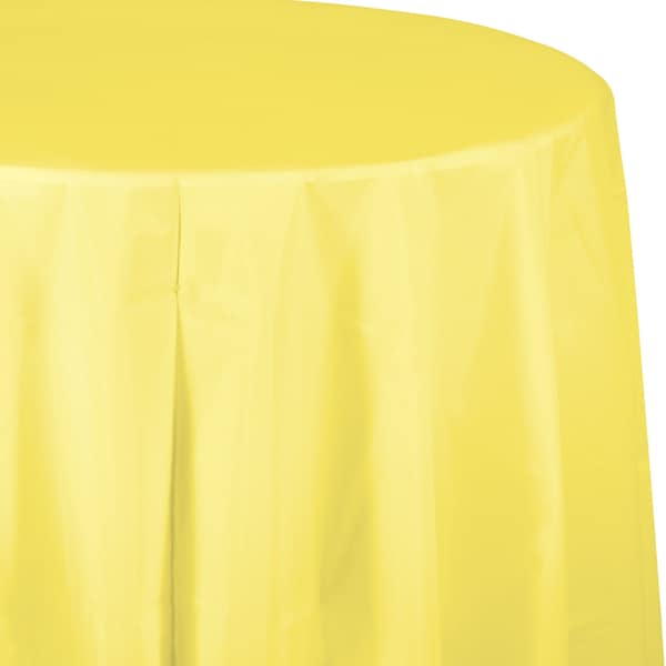 Touch Of Color Mimosa Yellow Round Plastic Tablecloth, 82", 12PK 703266 - main